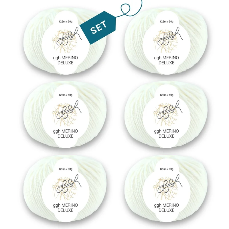 ggh Merino Deluxe - 300g Set (6x50g) - 002 - Weiß
