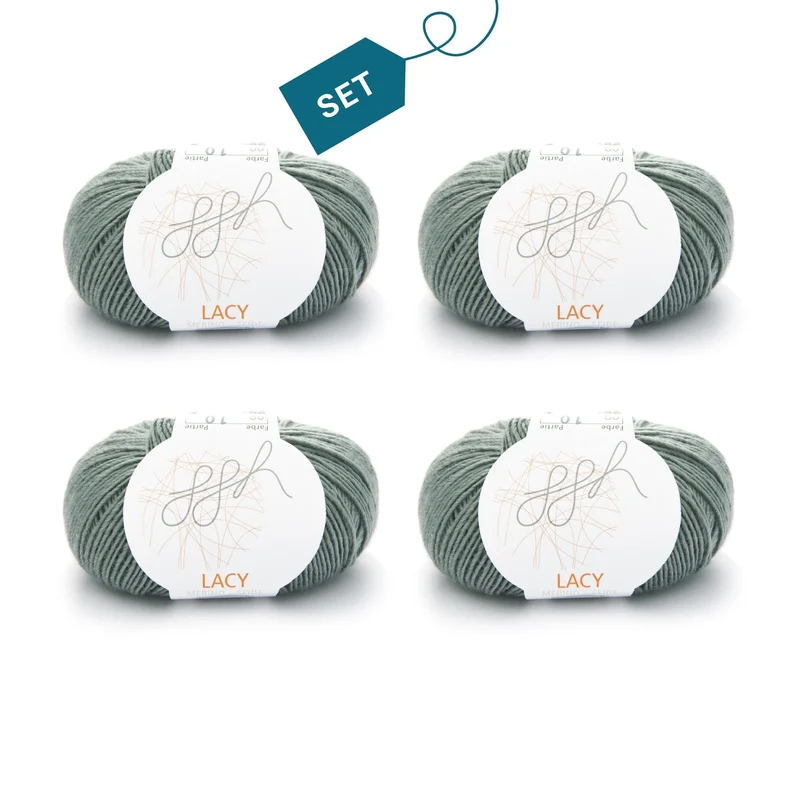 ggh Lacy | Set mit 4 x 25g (insg. 100g) - 009 - Grüngrau