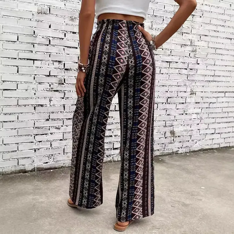 Damen Yoga Hose Bootcut Hüftjeans Hippie Retro Flared Leggins Bohemian Style