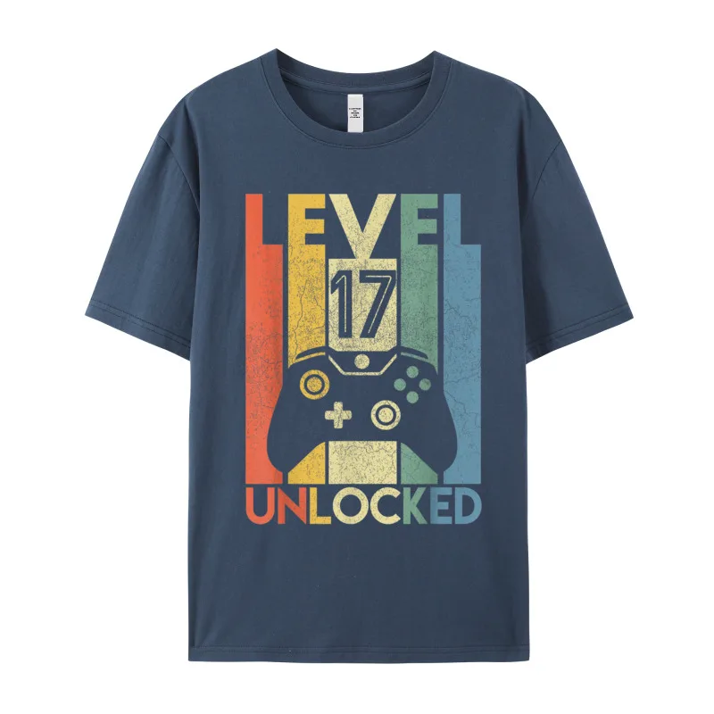 Gamer T-Shirt Top Level 17 Unlocked Fashion Herren Streetwear 100% Baumwolle