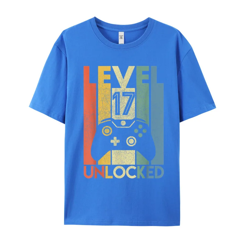Gamer T-Shirt Top Level 17 Unlocked Fashion Herren Streetwear 100% Baumwolle