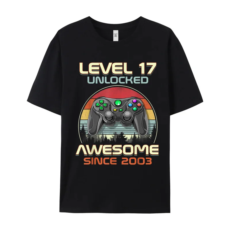 Gamer T-Shirt Top Level 17 Unlocked Fashion Herren Streetwear 100% Baumwolle