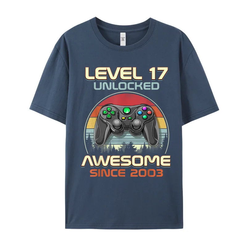 Gamer T-Shirt Top Level 17 Unlocked Fashion Herren Streetwear 100% Baumwolle