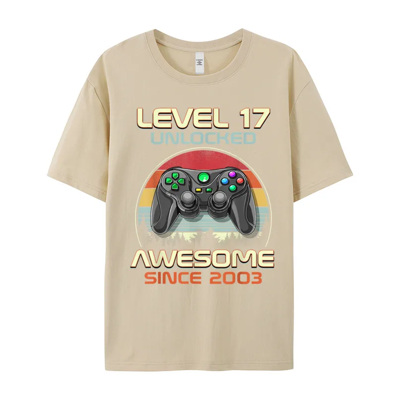Gamer T-Shirt Top Level 17 Unlocked Fashion Herren Streetwear 100% Baumwolle