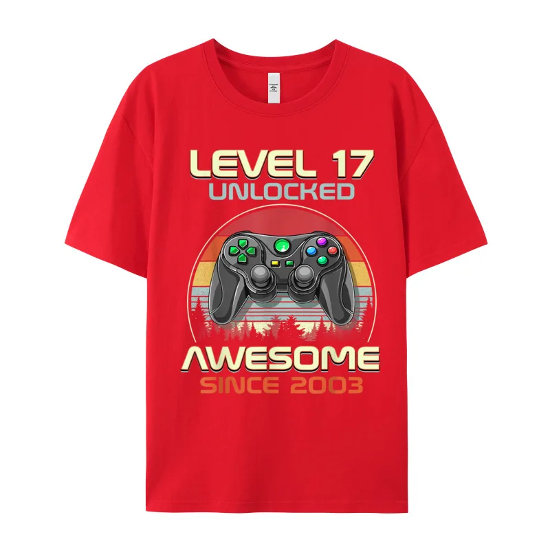 Gamer T-Shirt Top Level 17 Unlocked Fashion Herren Streetwear 100% Baumwolle