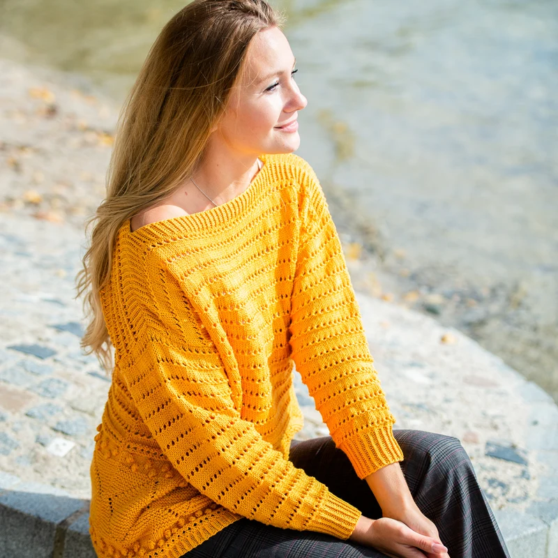Anleitung Sommerpulli mit Rauten und Noppen