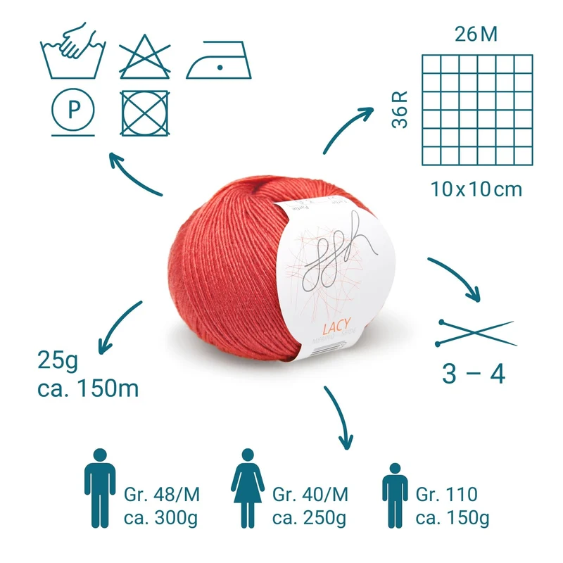 GGH Lacy | Merinowolle mit Seide | 25g - 170m | 027 - Marsrot