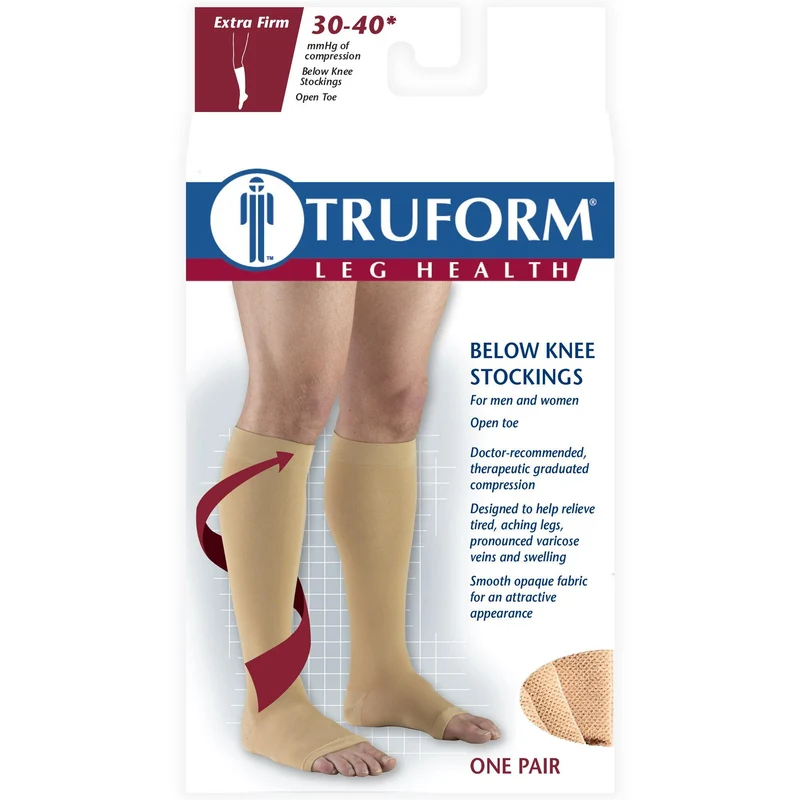 TRUFORM® Knee High 30-40 mmHg, Open Toe