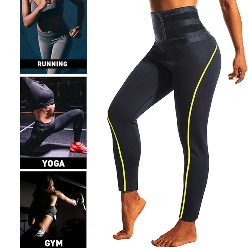 Damen Neopren Sauna Hose Schwitzhose Yogahose Thermoeffekt Abnehmen Hose Leggins