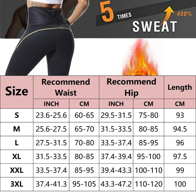 Damen Neopren Sauna Hose Schwitzhose Yogahose Thermoeffekt Abnehmen Hose Leggins