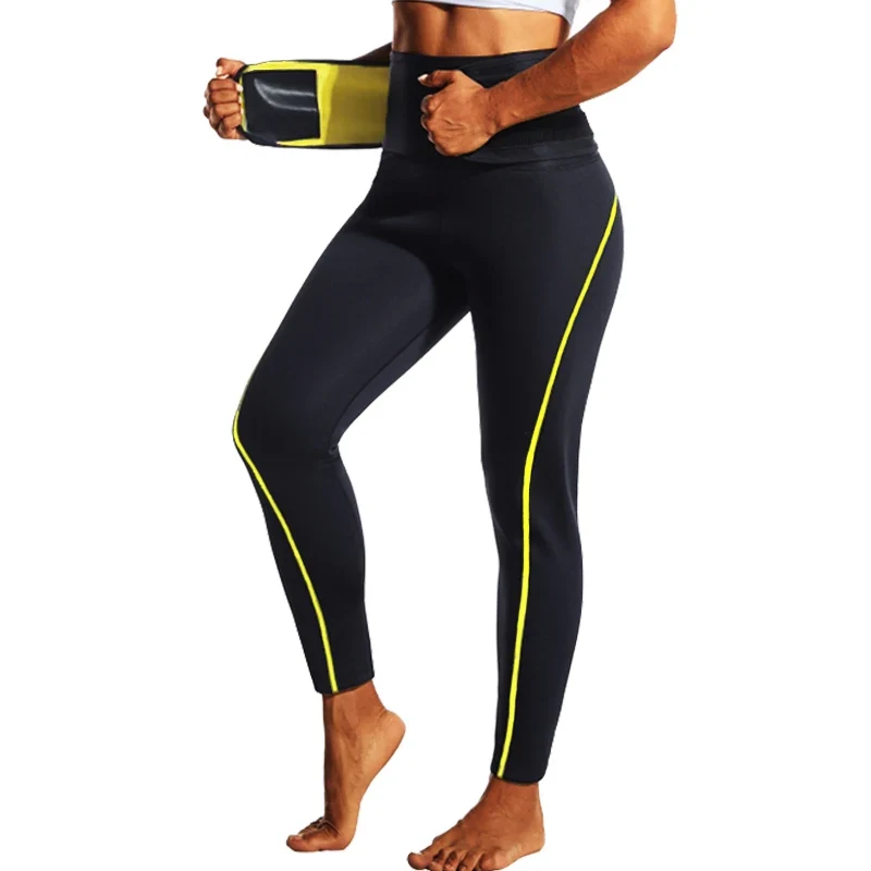 Damen Neopren Sauna Hose Schwitzhose Yogahose Thermoeffekt Abnehmen Hose Leggins