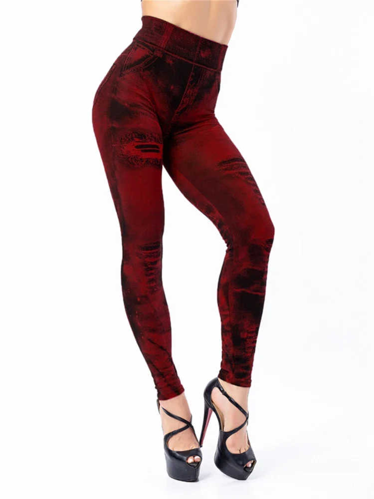 Jeanshose Stretchhose Damen Leggins Denim Look Jeggings Sexy Push Up Jeans Hose