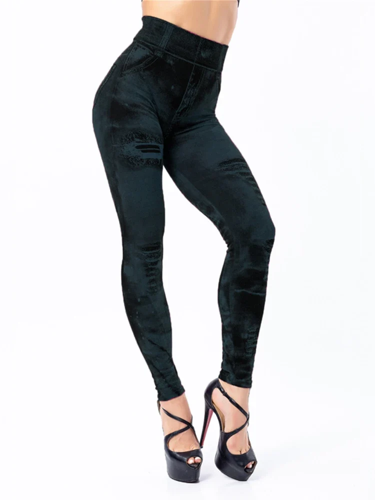 Jeanshose Stretchhose Damen Leggins Denim Look Jeggings Sexy Push Up Jeans Hose