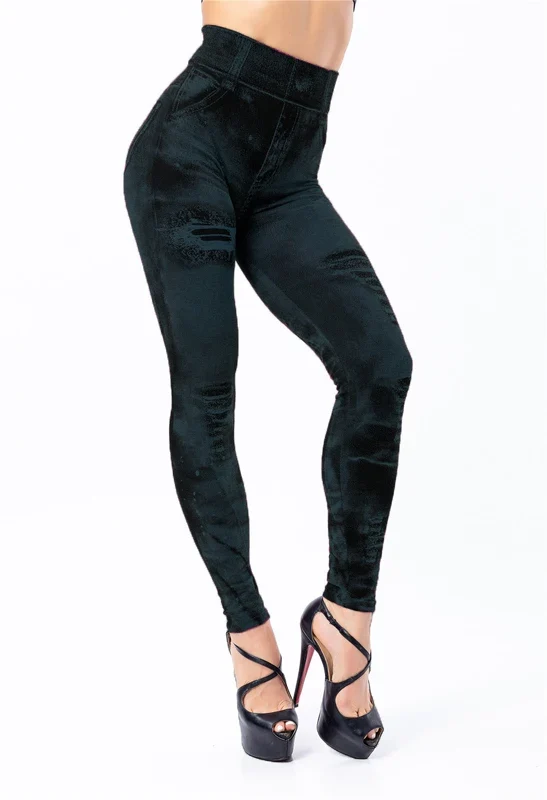 Jeanshose Stretchhose Damen Leggins Denim Look Jeggings Sexy Push Up Jeans Hose