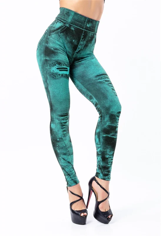 Jeanshose Stretchhose Damen Leggins Denim Look Jeggings Sexy Push Up Jeans Hose