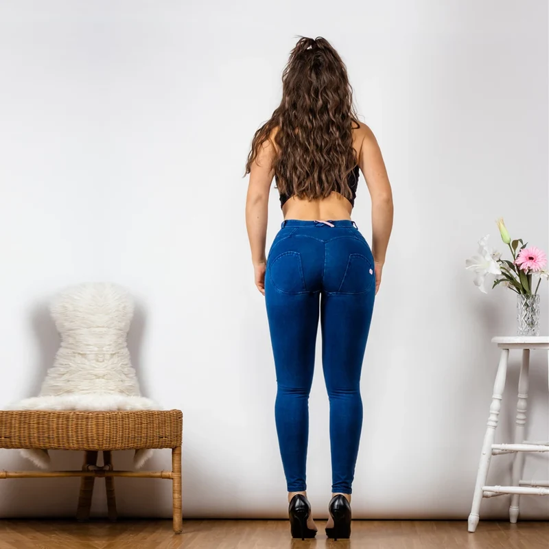 Jeanshose Stretchhose Damen Leggins Denim Look Jeggings Push Up Jeans Hose