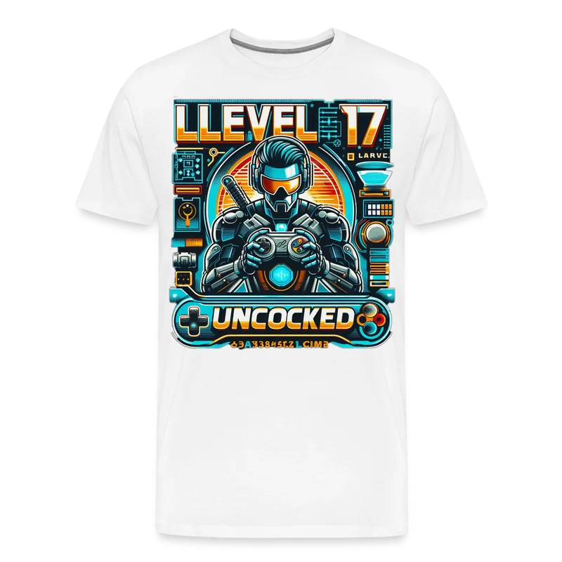 Gamer T-Shirt Top Level 17 Unlocked Fashion Herren Streetwear 100% Baumwolle
