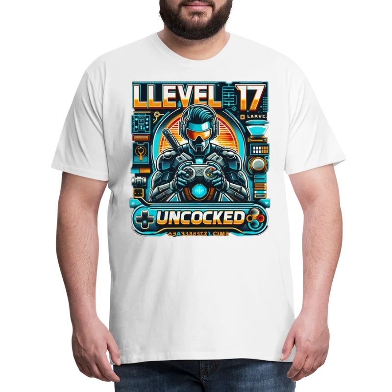 Gamer T-Shirt Top Level 17 Unlocked Fashion Herren Streetwear 100% Baumwolle