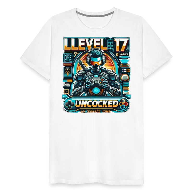 Gamer T-Shirt Top Level 17 Unlocked Fashion Herren Streetwear 100% Baumwolle