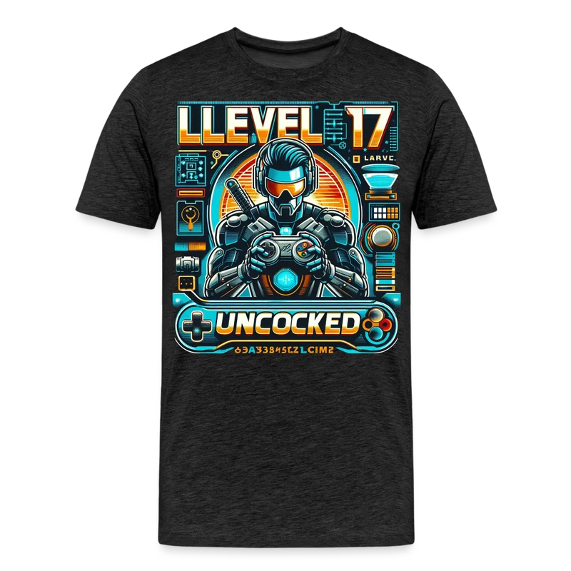 Gamer T-Shirt Top Level 17 Unlocked Fashion Herren Streetwear 100% Baumwolle