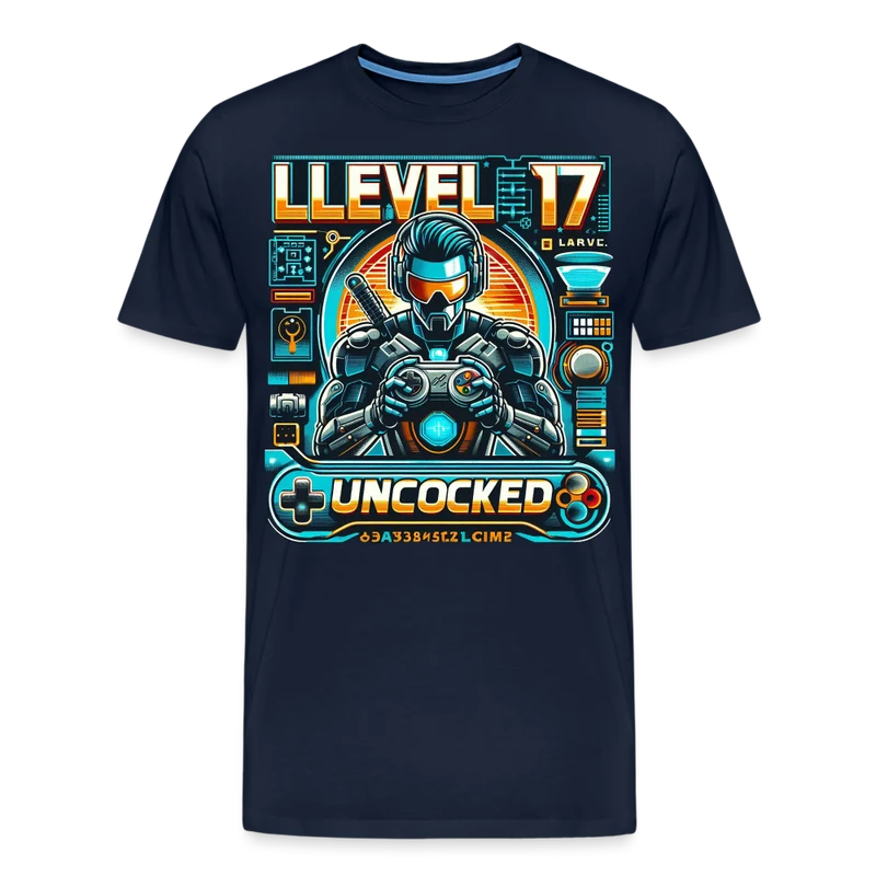 Gamer T-Shirt Top Level 17 Unlocked Fashion Herren Streetwear 100% Baumwolle