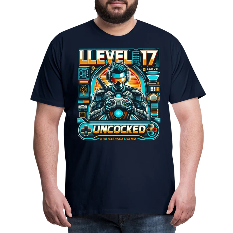 Gamer T-Shirt Top Level 17 Unlocked Fashion Herren Streetwear 100% Baumwolle