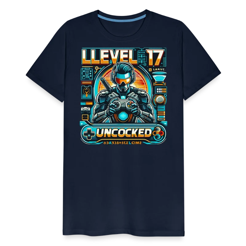 Gamer T-Shirt Top Level 17 Unlocked Fashion Herren Streetwear 100% Baumwolle