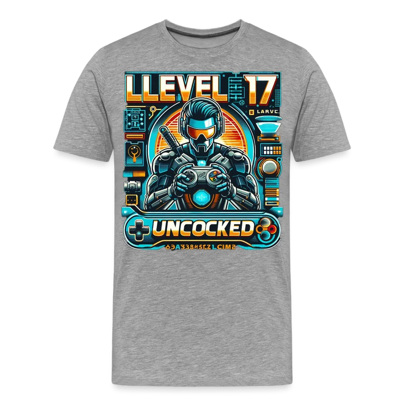 Gamer T-Shirt Top Level 17 Unlocked Fashion Herren Streetwear 100% Baumwolle