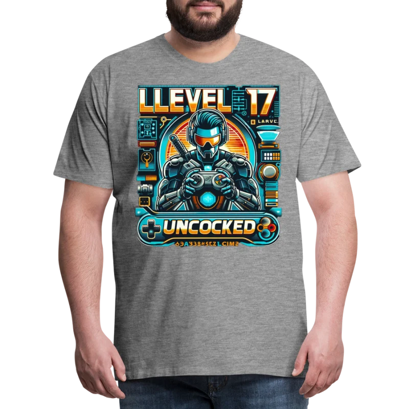 Gamer T-Shirt Top Level 17 Unlocked Fashion Herren Streetwear 100% Baumwolle