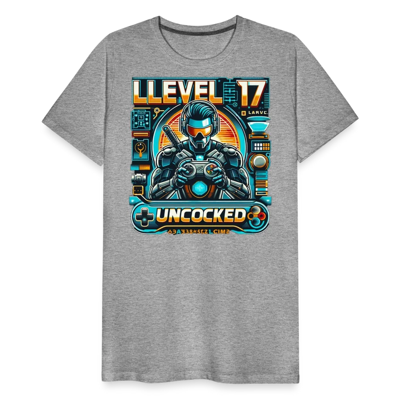 Gamer T-Shirt Top Level 17 Unlocked Fashion Herren Streetwear 100% Baumwolle