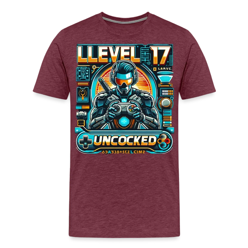 Gamer T-Shirt Top Level 17 Unlocked Fashion Herren Streetwear 100% Baumwolle
