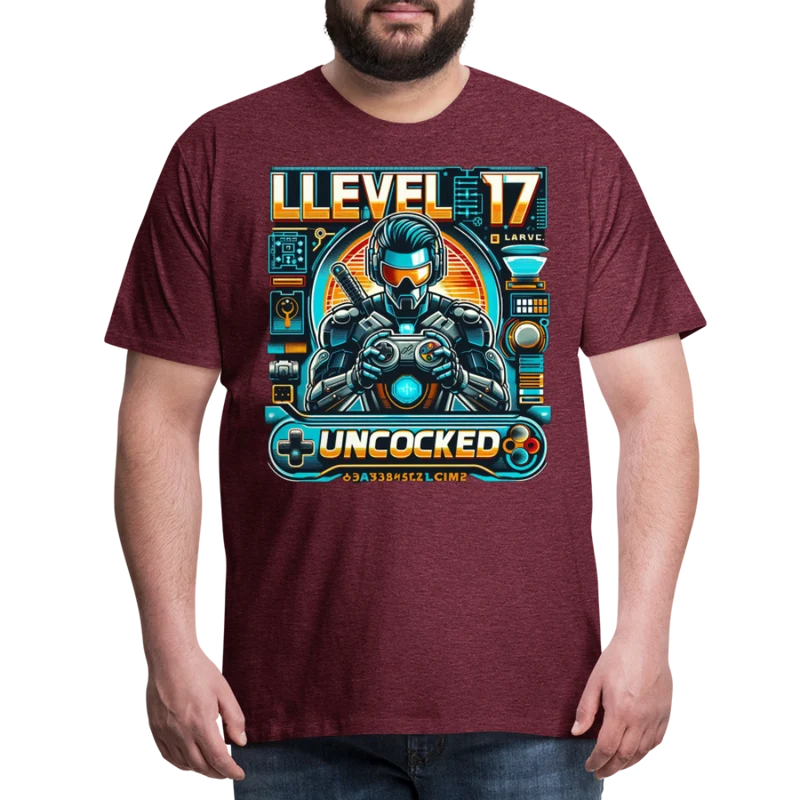 Gamer T-Shirt Top Level 17 Unlocked Fashion Herren Streetwear 100% Baumwolle