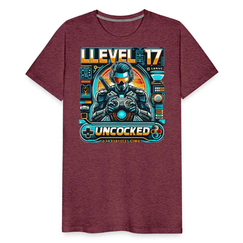 Gamer T-Shirt Top Level 17 Unlocked Fashion Herren Streetwear 100% Baumwolle
