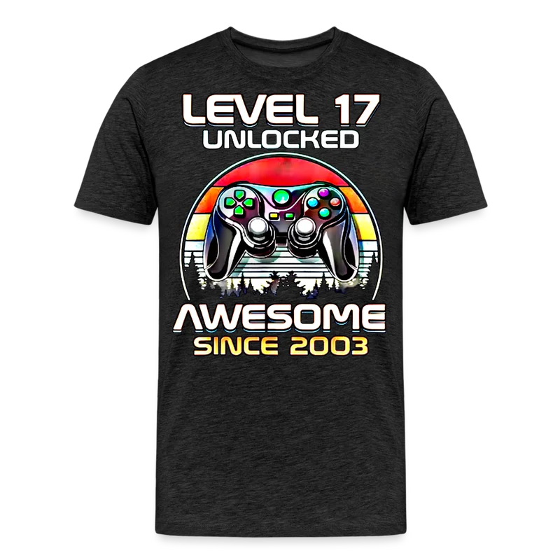 Gamer T-Shirt Top Level 17 Unlocked Fashion Herren Streetwear 100% Baumwolle