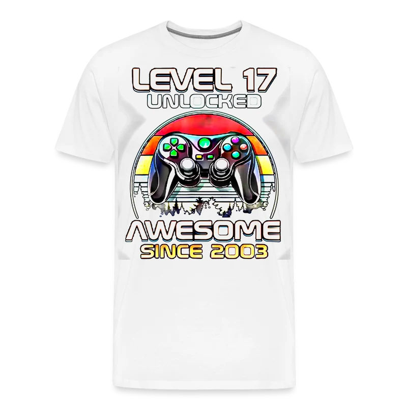 Gamer T-Shirt Top Level 17 Unlocked Fashion Herren Streetwear 100% Baumwolle