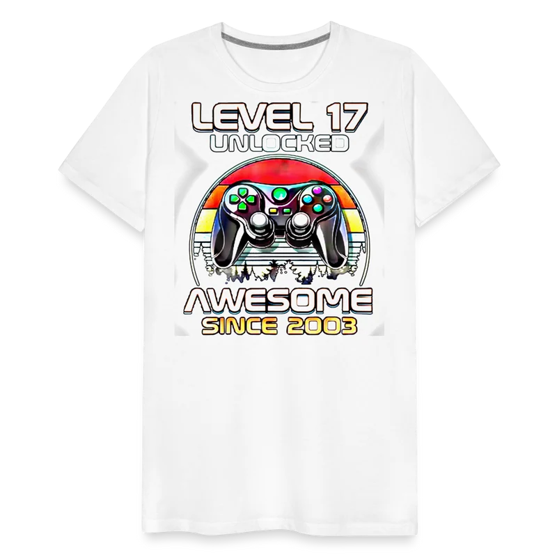Gamer T-Shirt Top Level 17 Unlocked Fashion Herren Streetwear 100% Baumwolle