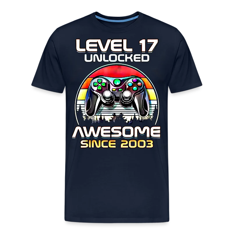 Gamer T-Shirt Top Level 17 Unlocked Fashion Herren Streetwear 100% Baumwolle