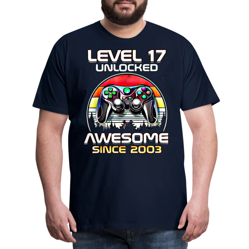 Gamer T-Shirt Top Level 17 Unlocked Fashion Herren Streetwear 100% Baumwolle