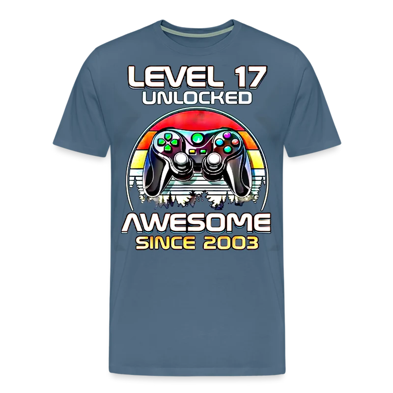 Gamer T-Shirt Top Level 17 Unlocked Fashion Herren Streetwear 100% Baumwolle