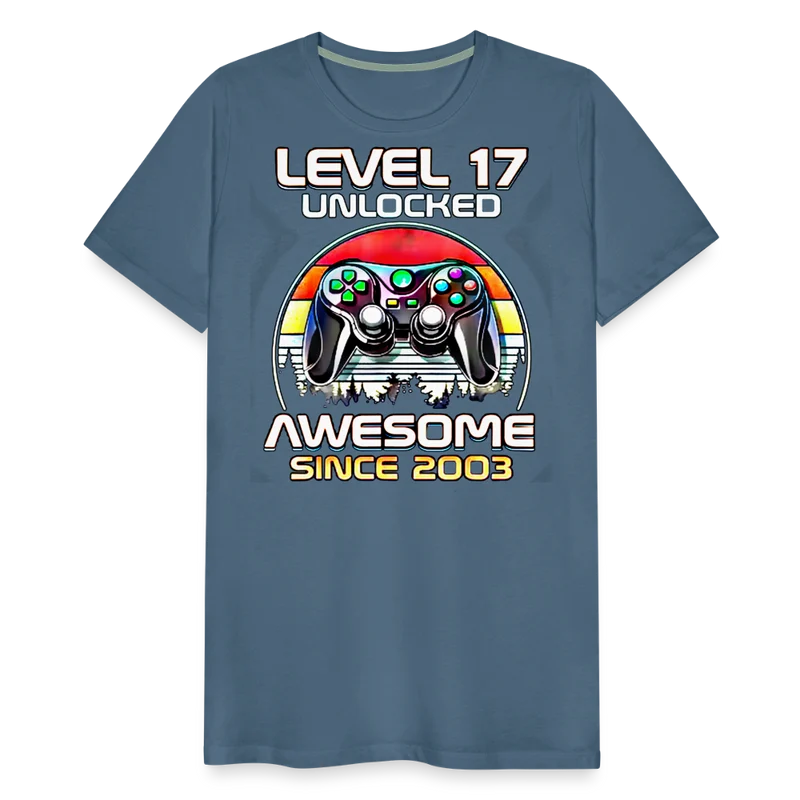 Gamer T-Shirt Top Level 17 Unlocked Fashion Herren Streetwear 100% Baumwolle