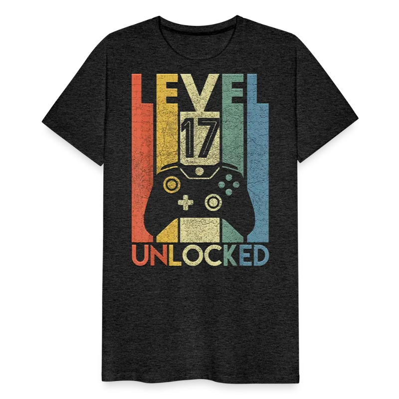 Gamer T-Shirt Top Level 17 Unlocked Fashion Herren Streetwear 100% Baumwolle
