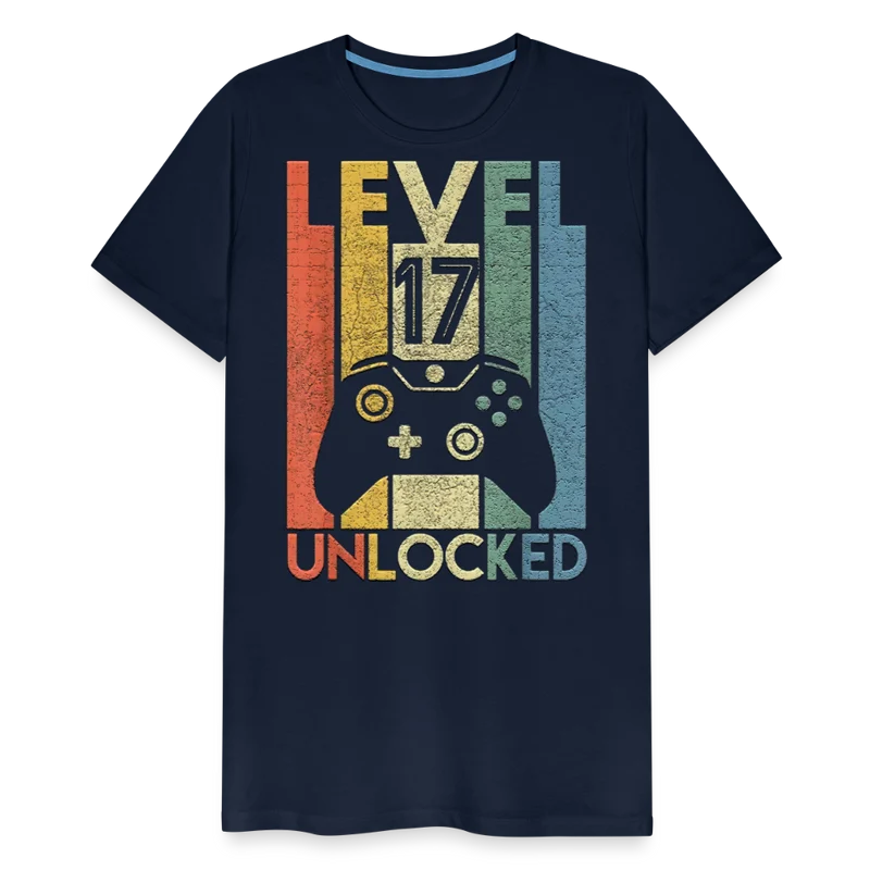 Gamer T-Shirt Top Level 17 Unlocked Fashion Herren Streetwear 100% Baumwolle