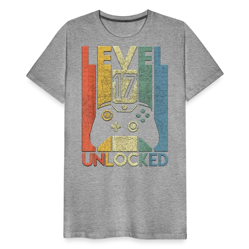 Gamer T-Shirt Top Level 17 Unlocked Fashion Herren Streetwear 100% Baumwolle