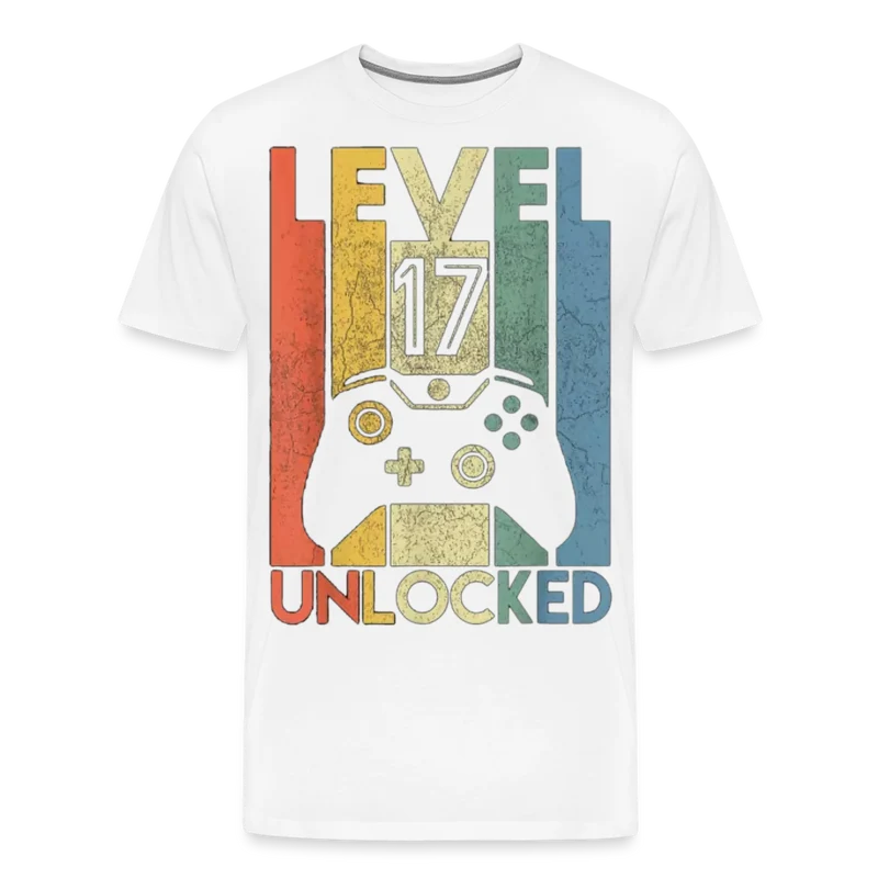 Gamer T-Shirt Top Level 17 Unlocked Fashion Herren Streetwear 100% Baumwolle