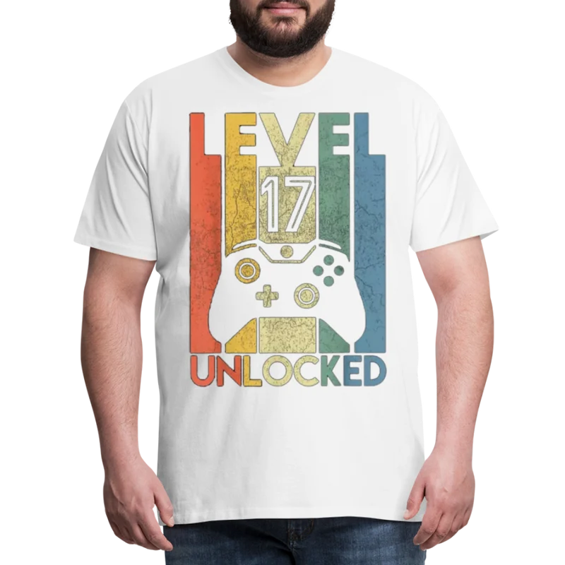Gamer T-Shirt Top Level 17 Unlocked Fashion Herren Streetwear 100% Baumwolle