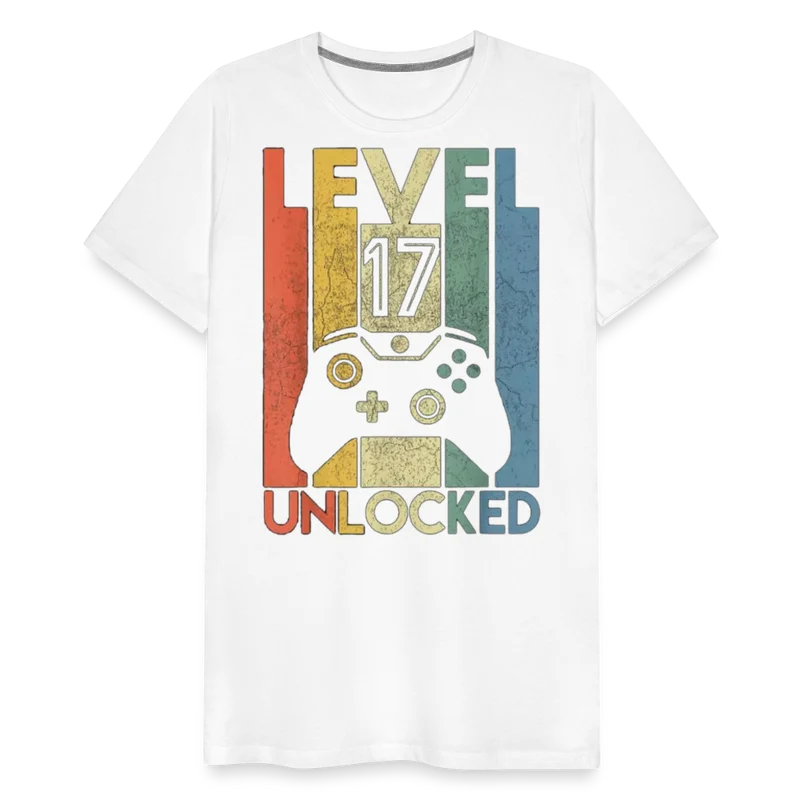 Gamer T-Shirt Top Level 17 Unlocked Fashion Herren Streetwear 100% Baumwolle