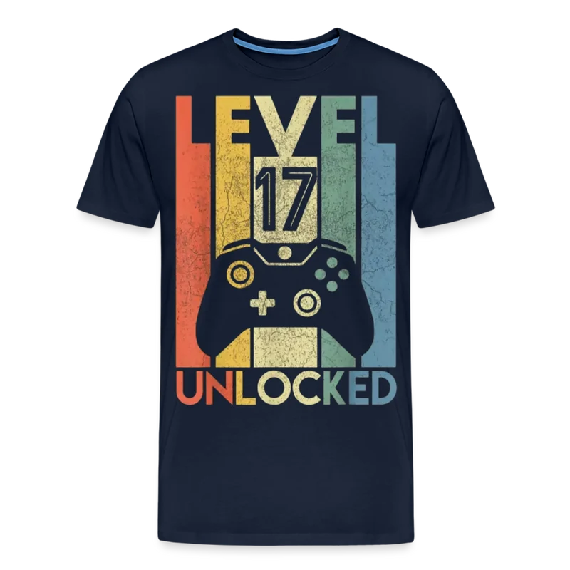 Gamer T-Shirt Top Level 17 Unlocked Fashion Herren Streetwear 100% Baumwolle