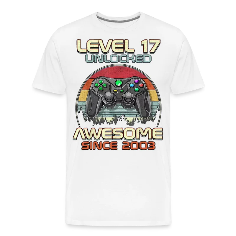 Gamer T-Shirt Top Level 17 Unlocked Fashion Herren Streetwear 100% Baumwolle