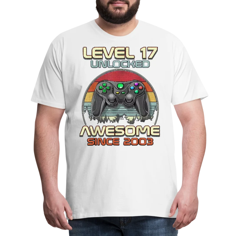 Gamer T-Shirt Top Level 17 Unlocked Fashion Herren Streetwear 100% Baumwolle