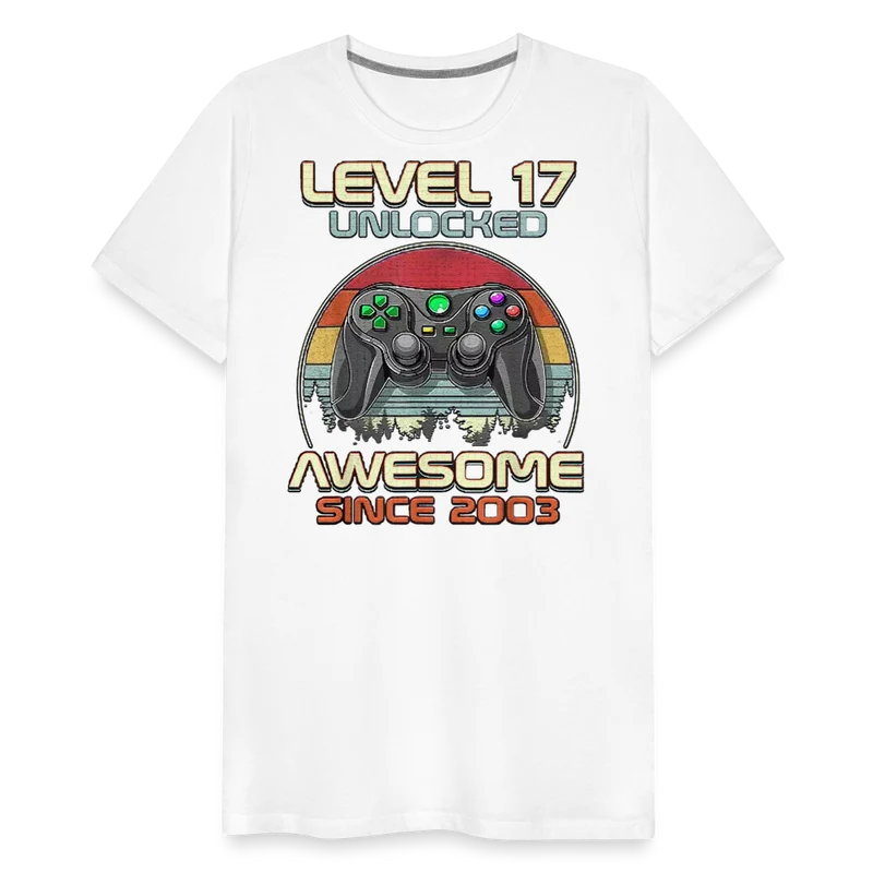 Gamer T-Shirt Top Level 17 Unlocked Fashion Herren Streetwear 100% Baumwolle